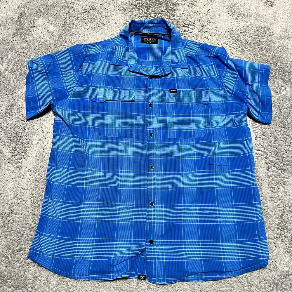 KLIM Taggart Shirt Mens XL Blue Button Up Mechanic Stretch Casual Plaid